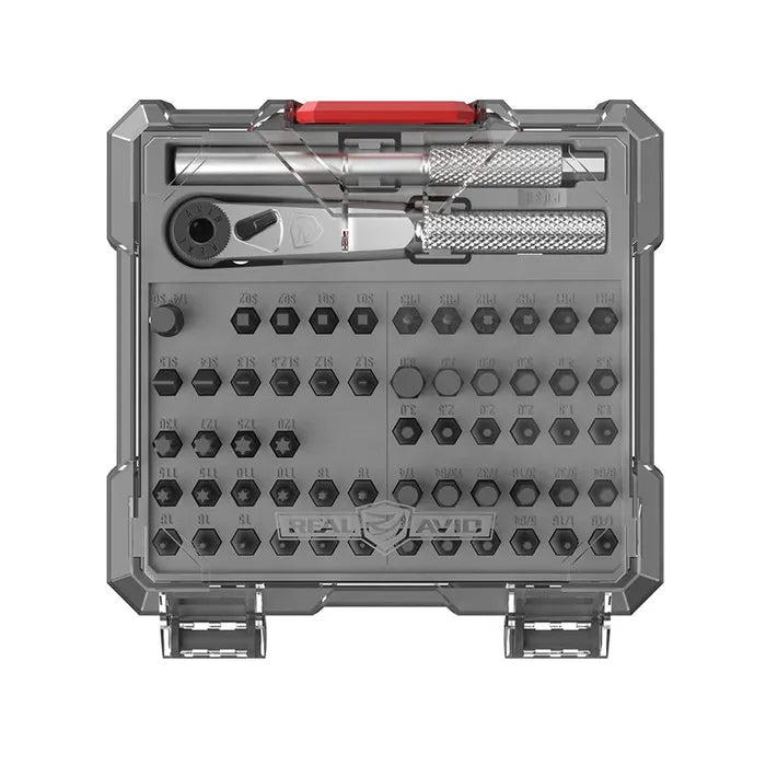 X3 Driver 57-piece gunsmithing bit set with ratchet driver, precision bits, adapter and storage case.
