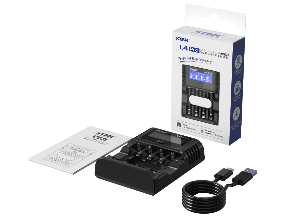 XTAR L4 Pro Smart AA / AAA Battery Charger (NiMH & 1.5V Li-ion)