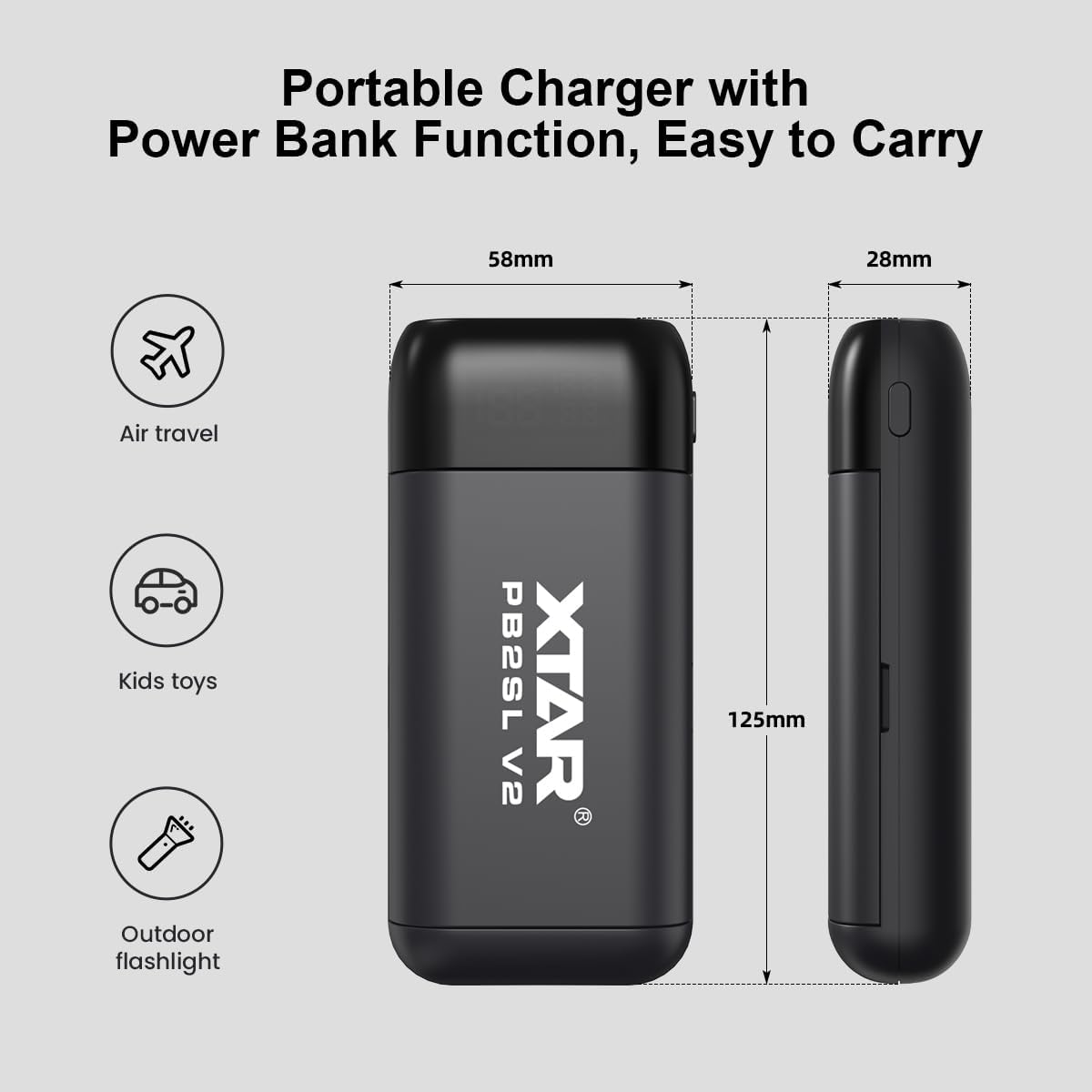XTAR PB2SL V2 Battery Charger & Power Bank (18650 / 21700)