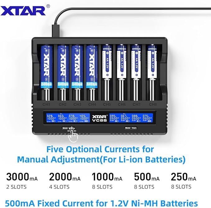 XTAR VC8S Smart 8-Bay Battery Charger (18650 / 21700 / AA / AAA)