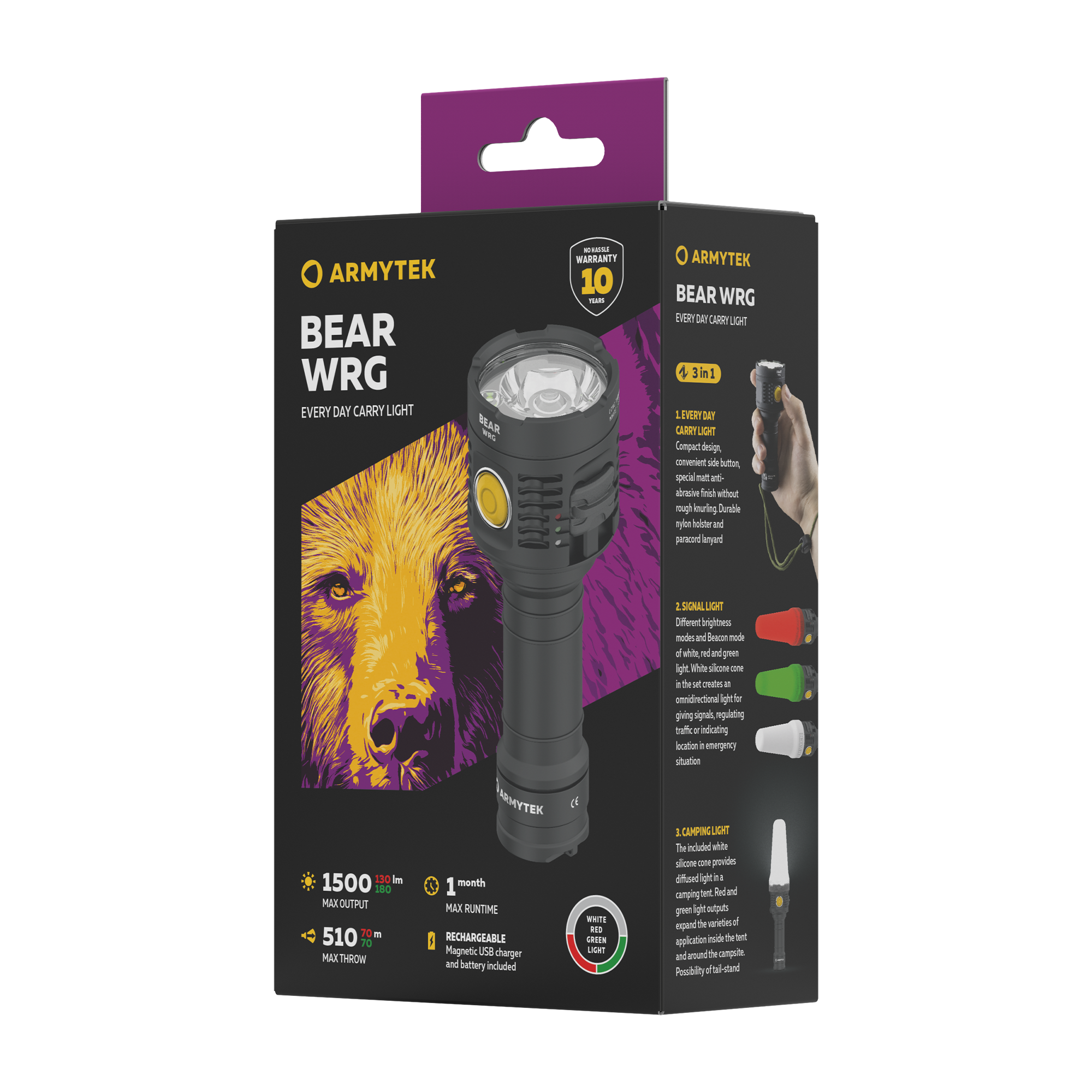 Armytek Bear WRG Everyday Carry Light (White Red Green Light)