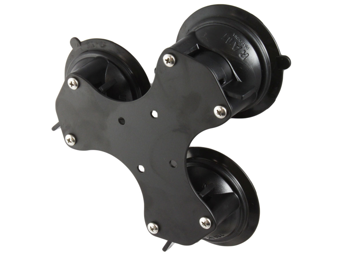 RAM Mounts RAM-333-224-1U Twist-Lock Triple Suction Cup Base (Flat Plate)